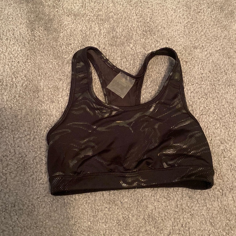 Black shiny camo print puma bra size small